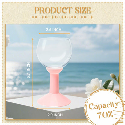 LEYIQU 12Pack 7oz Pink Plastic Wine Glasses Unbreakable Reusable Party