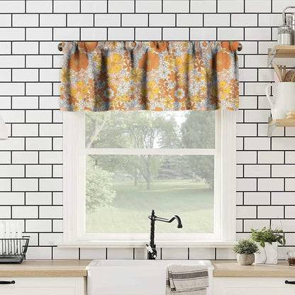 JanJCurt Retro 70s Floral Valance Hippie Flower Power Polyester 54x18in