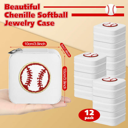 Leinuosen 12 Pack Baseball Jewelry Case for Women Team Graduates PU Leather