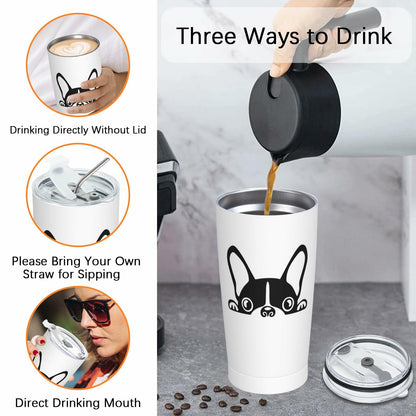 Fenmshairy Boston Terrier Stainless Steel Tumbler 20oz Travel Mug Lid