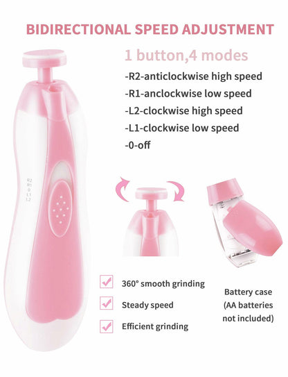 Ylawost Baby Nail Trimmer Electric 6-in-1 Blue01 with Light Safety Cutter