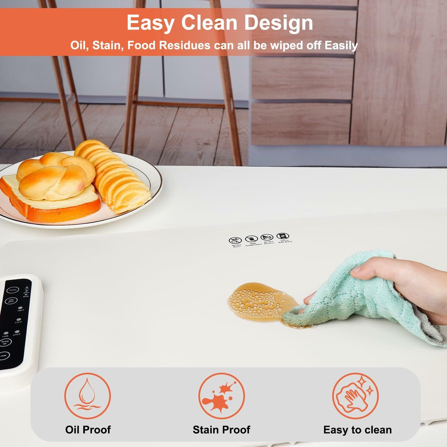 Reespring Food Warming Mat Full Surface Heating Portable Silicone White