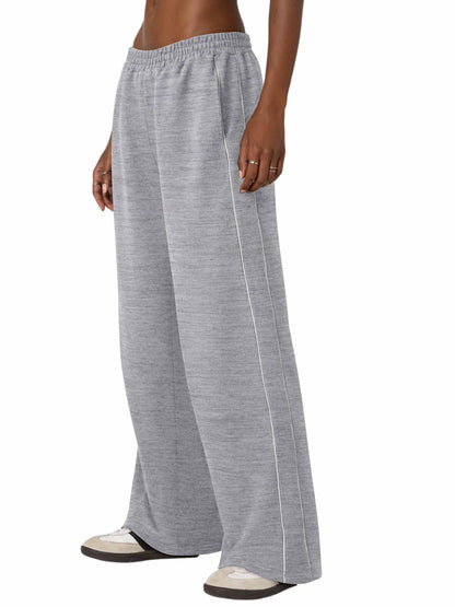 NIMIN Women's High Waist Wide Leg Sweatpants Cotton Light Grey Size M