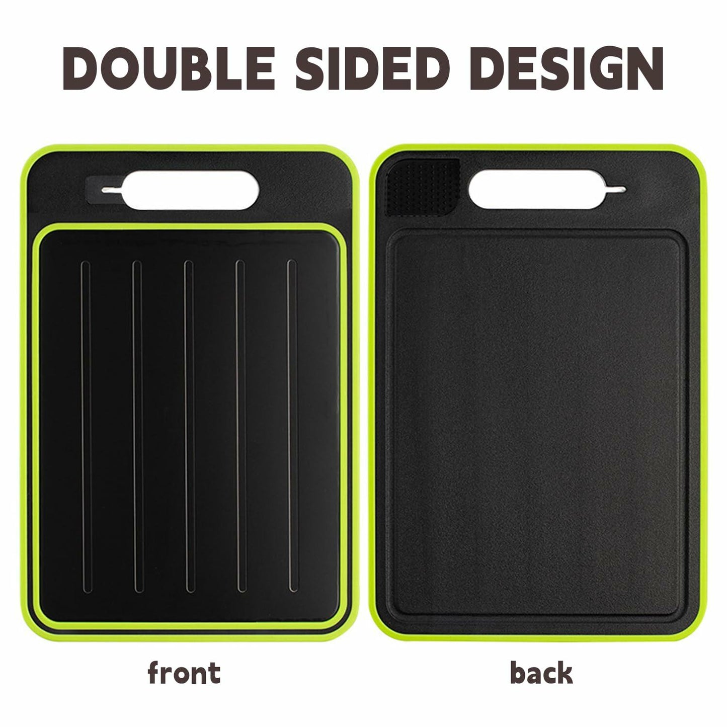 AOWBCGD Cutting Board Double Sided 2 Pcs Large+Small Khaki Stainless Steel