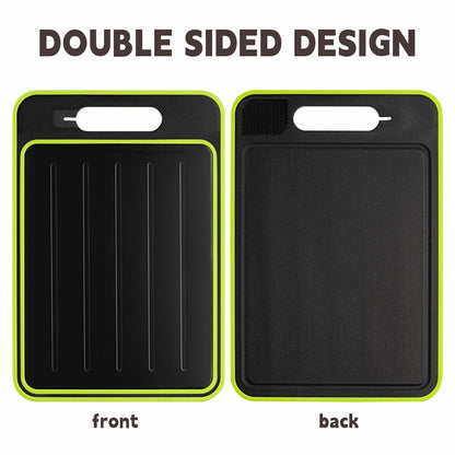 AOWBCGD Cutting Board Double Sided 2 Pcs Large+Small Khaki Stainless Steel