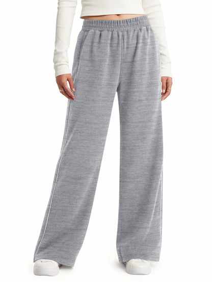 NIMIN Women's High Waist Wide Leg Sweatpants Cotton Light Grey Size M