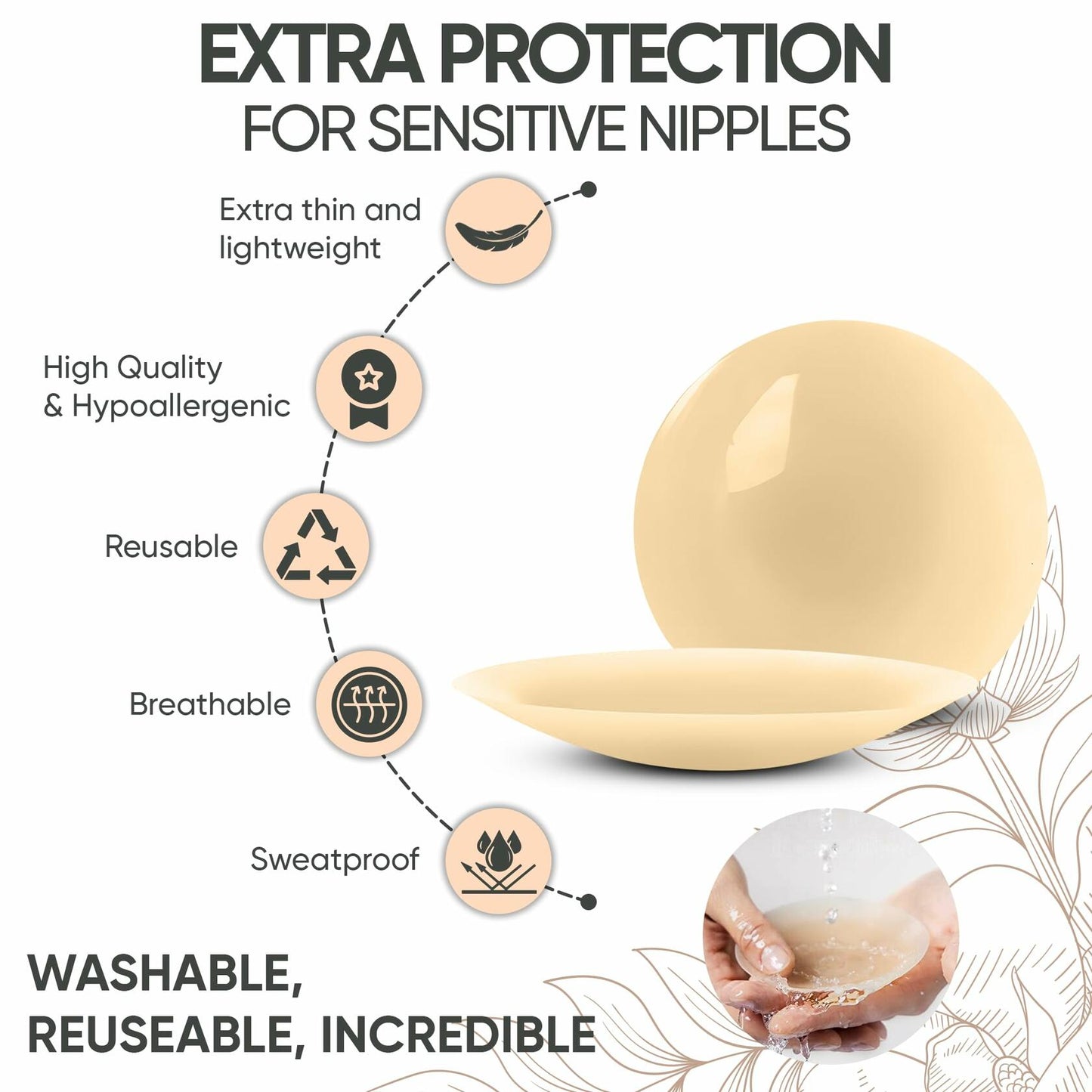 Nippiebye Silicone Reusable Adhesive No Show Nipple Covers Coco Size 8cm