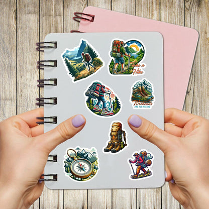 BIGZORO 50 PCS Wilderness Hiking Waterproof Vinyl Stickers Decals Outdoors