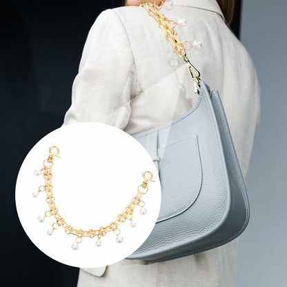 Josojoou 2 Pack Purse Extender Chains Gold Alloy Pearl Accent 10.2 Inch