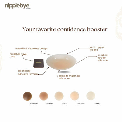Nippiebye Silicone Reusable Adhesive No Show Nipple Covers Coco Size 8cm