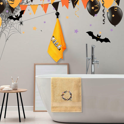 Fanfanwin Halloween Embroidered Ghost Pumpkin Cotton Towels 29x14 Inch 3 Pc