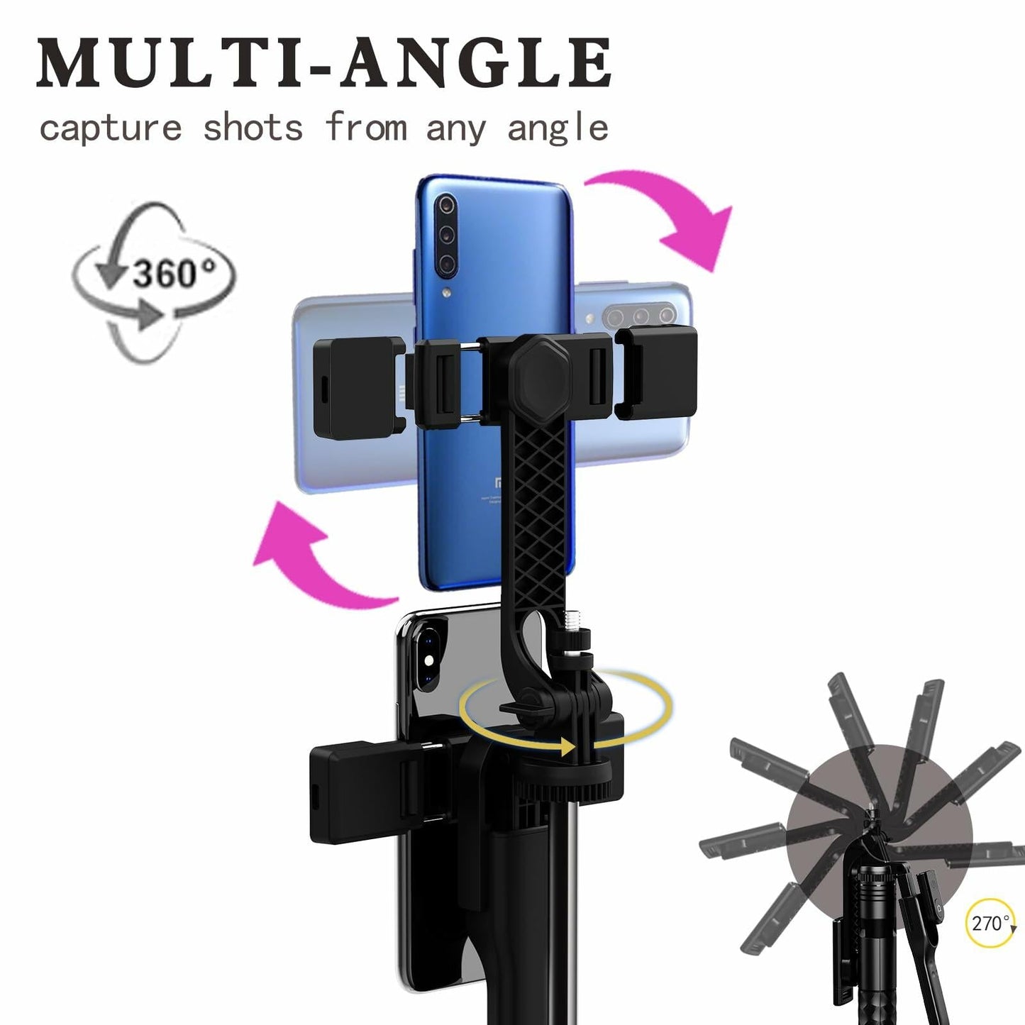 OUSHAACK 69in Phone Tripod Selfie Stick Lightweight Stand with Remote