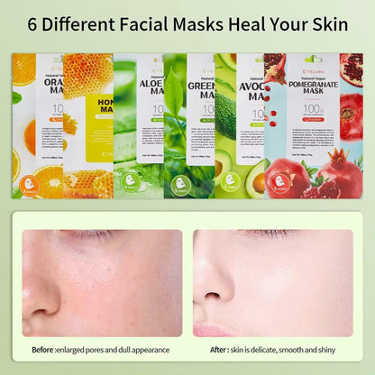 Generic Herbal Face Sheet Masks Aloe Vera Vitamin C Glycerin 1 Count Pack of 5