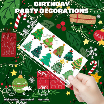 MeoIsDaBest 105 PCS Christmas Tree Temporary Tattoos Multi Color Party Favors