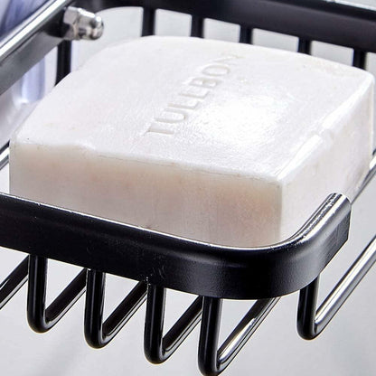 2Pcs Gold Soap Dish Hanging Drain Rack Self Adhesive Bathroom Accessories