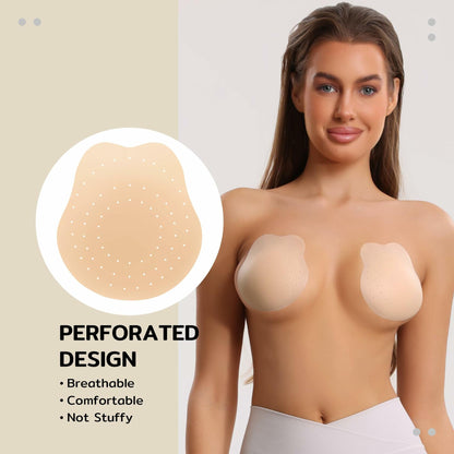 Niidor Rabbit Silicone Nipple Covers Lift Breathable 04 Cappuccino Size 11cm