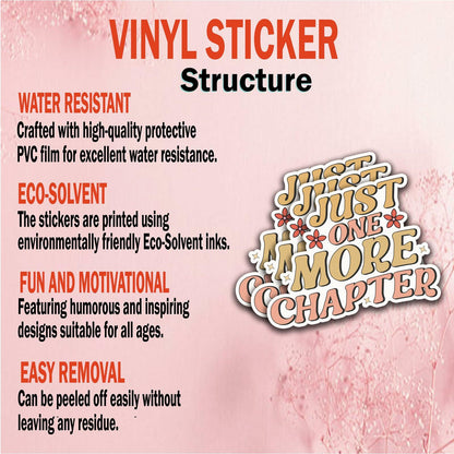 NAAFARI Just One More Chapter Waterproof Vinyl Stickers 3x2.8in 5pcs Multi Color