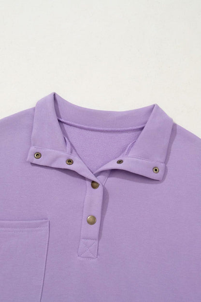 SHEWIN Women Oversized Button Up Sweatshirt Purple Size XL