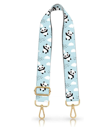 DANHRO Wide Adjustable Purse Crossbody Shoulder Strap Blue Pandas Rainbow Size L