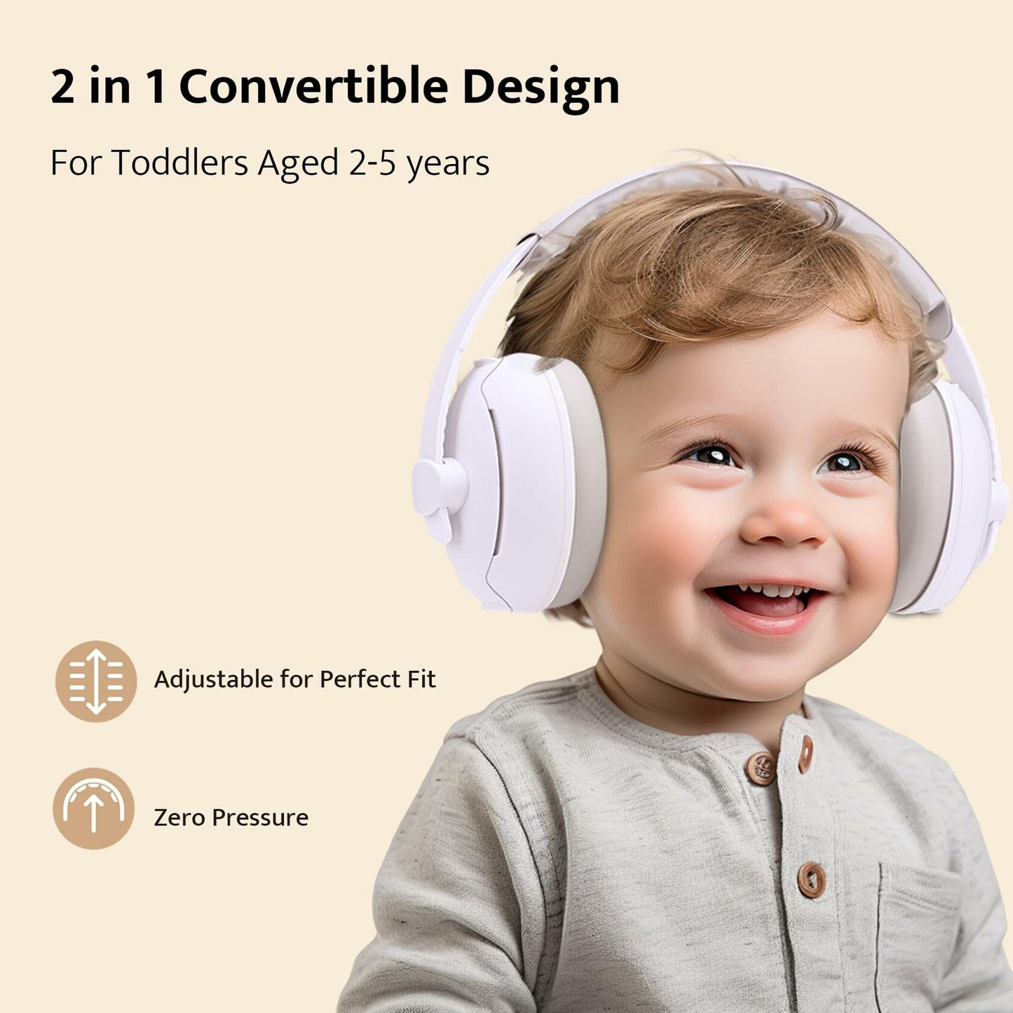 ALICHIC 2-in-1 Convertible Baby Noise Cancelling Earmuffs Infant Toddler