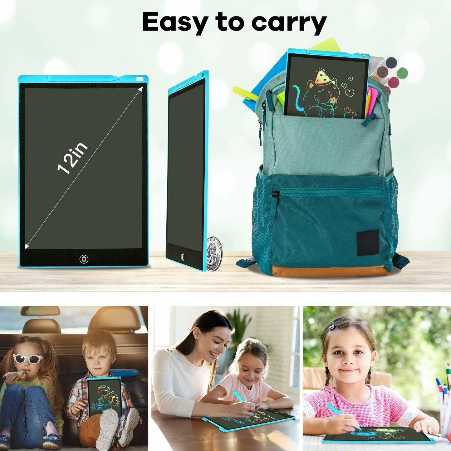 pbeknco 2 Pack 12 Inch LCD Writing Tablet Colorful Doodle Board Educational