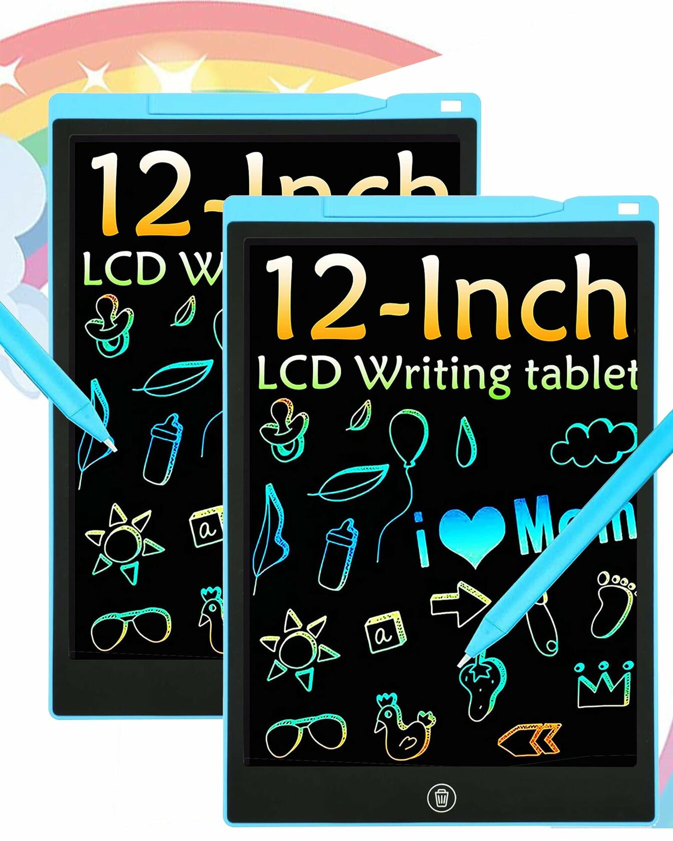 pbeknco 2 Pack 12 Inch LCD Writing Tablet Colorful Doodle Board Educational