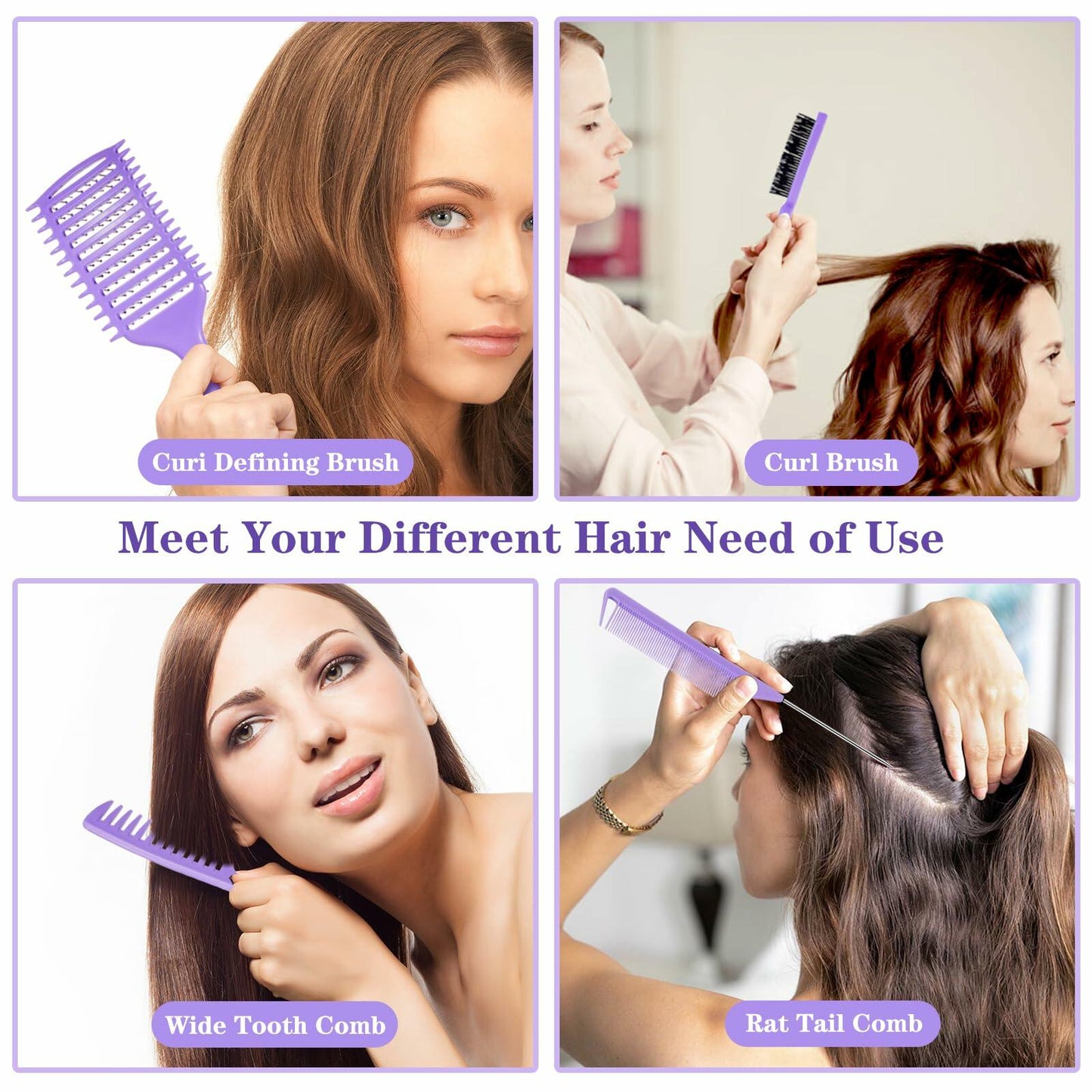 manrator Curl Defining Brush Purple Vented Detangling Frizz Control Hair