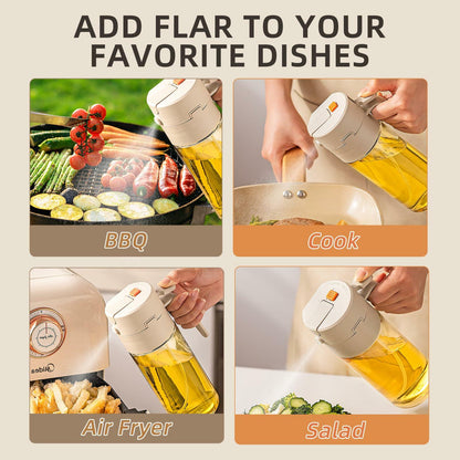 MDZF SWEET HOME Oil Sprayer 2-in-1 21oz Glass Olive Oil Dispenser Grey Panda