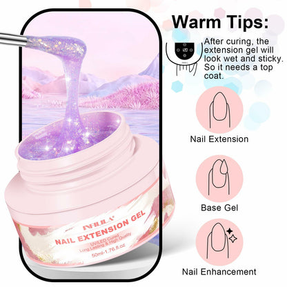 NXJ INFILILA Purple Glitter Poly Nail Gel Builder Glossy Thickening P12 15ML