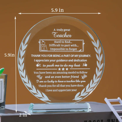 Movdyka Teacher Appreciation Crystal Plaque Decor Clear Circle