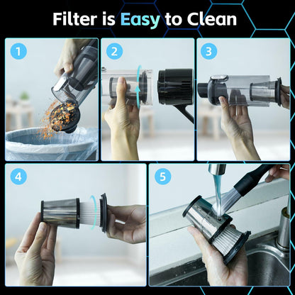 ALIOBC Car Vacuum Cleaner Cordless Handheld 9kpa Portable Black