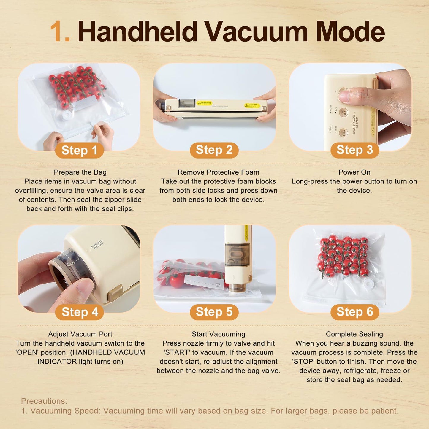EUUZ 2-in-1 Vacuum Sealer with 40 Bags, Automatic, Beige, Handheld & Countertop