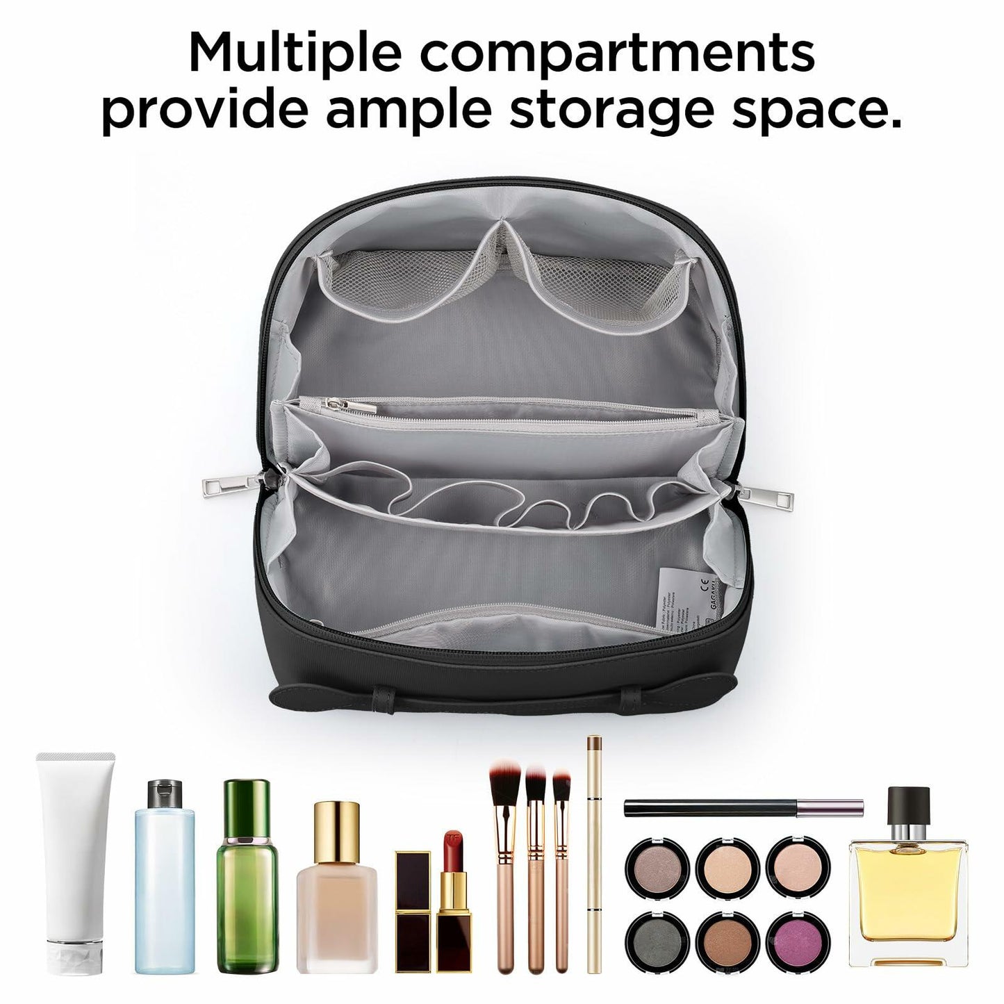GAGAKU Large Travel Makeup Bag Waterproof Cosmetic Organizer Black