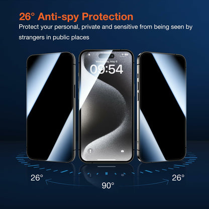 KUZOOM Privacy Screen Protector iPhone 15 Pro Max 6.7" 2 Pack Black