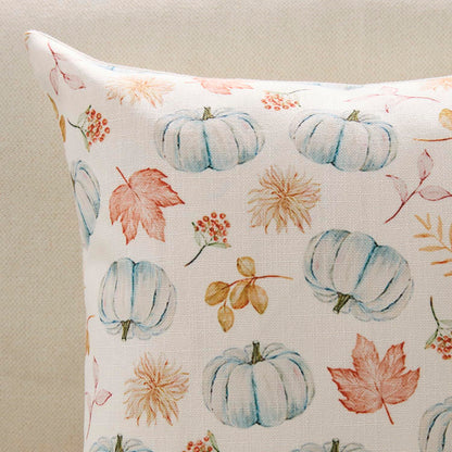 Meekio 4-Pack Fall Pillow Covers 18x18 Blue Pumpkin Truck Linen Decor
