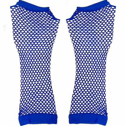 Amscan Blue Long Fishnet Fingerless Gloves 1 Count One Size