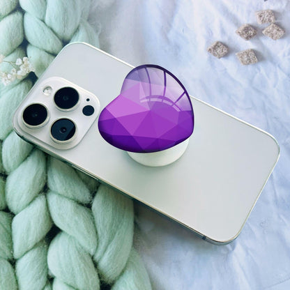 Luhoit Expanding Heart Shape Glass Phone Grip Stand Purple Silicone Rubber
