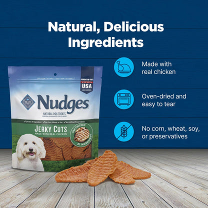 BestBy11/28/2025 Blue Buffalo Nudges Jerky Cuts Dog Treats Chicken 10oz USA