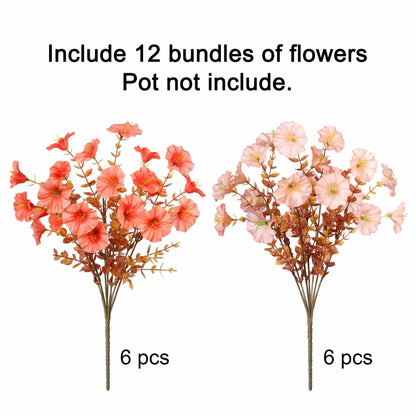 HyeFlora Artificial Mums Fall Flowers 12 Bundles Silk Morning Glory Mix 15in