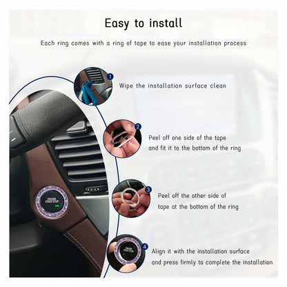 Dickno Bling Crystal Double Rhinestone Car Engine Start Stop Ring Purple 2 PCS