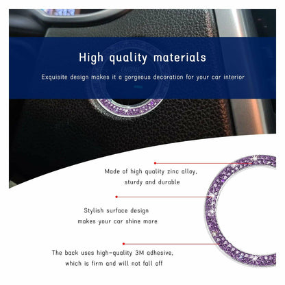 Dickno Bling Crystal Double Rhinestone Car Engine Start Stop Ring Purple 2 PCS