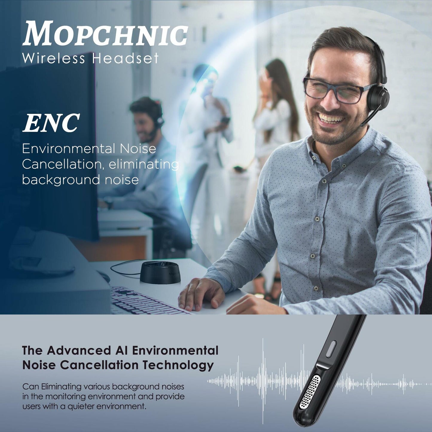 Mopchnic Bluetooth Wireless Headset Black Wireless Headphone