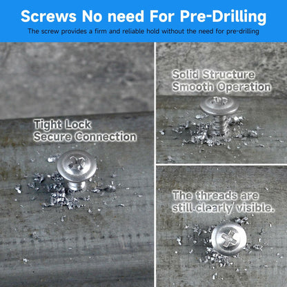 Marysino 100Pcs #8x1-1/2" 410 Stainless Steel Self Tapping Screws Metal