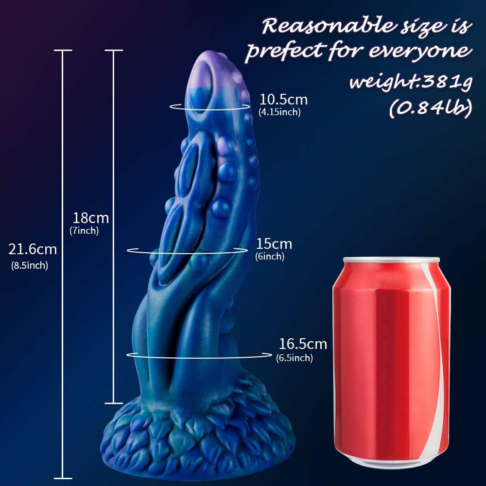 JJYUYUE 8.7in Dragon Silicone Dildo Huge Anal Suction Cup Adult Toy Blue