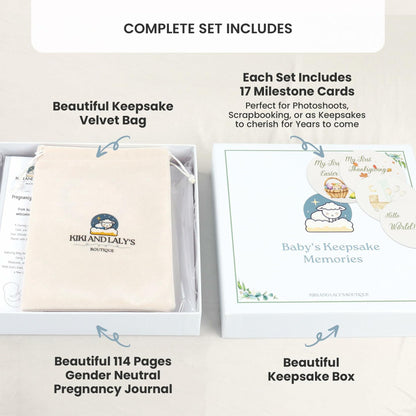 Kiki and Laly Pregnancy Must Haves Journal & Baby Milestone Cards White Set