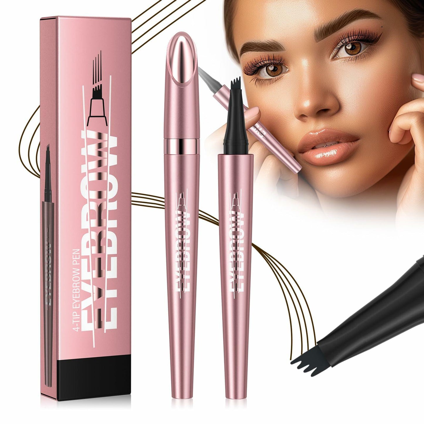 YIWANLLE 3D Microblading Magic Eyebrow Pencil Waterproof Dark Brown 1 Count