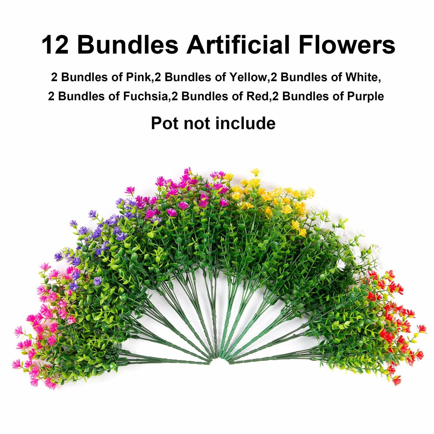 Ivydale Artificial Fall Mums Flowers 12 Bundles UV Resistant Mix Color