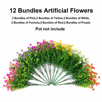Ivydale Artificial Fall Mums Flowers 12 Bundles UV Resistant Mix Color