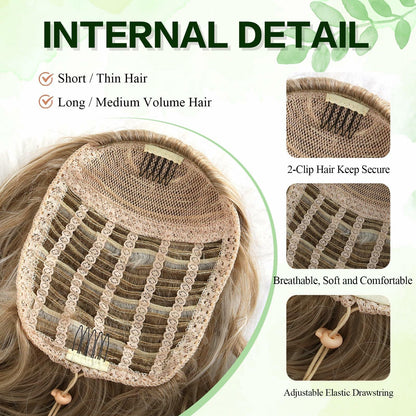 Mayouda 18in Long Curly Wavy Drawstring Ponytail Extension Light Blonde
