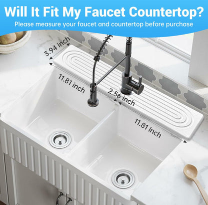 LZMYIVE Faucet Mat Kitchen Sink 24'' White Diatomite Quick Drying Stone Tray